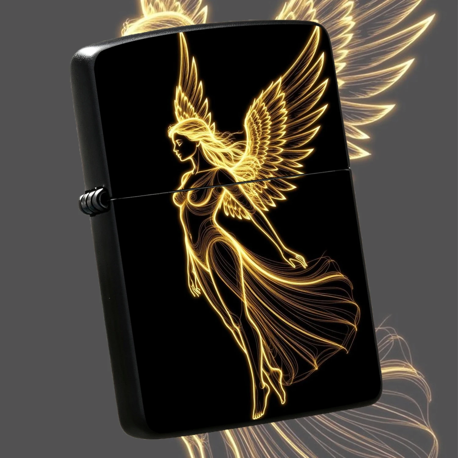 Glowing Golden Line Angel Pattern Portable Lighter, Aesthetic Art Decor Accessory, Practical Daily Tool For Lighting Incense And Candles, Unique Creative Gift For Friends And Hobbyists, Suitable For Multiple Scenarios With Exquisite High-En