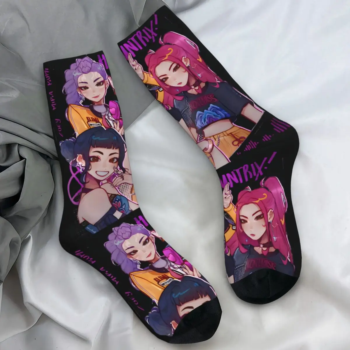 

Носки Huntrix в стиле аниме, модные чулки, осенние противоскользящие женские и мужские носки, средние мягкие дизайнерские носки для скалолазания