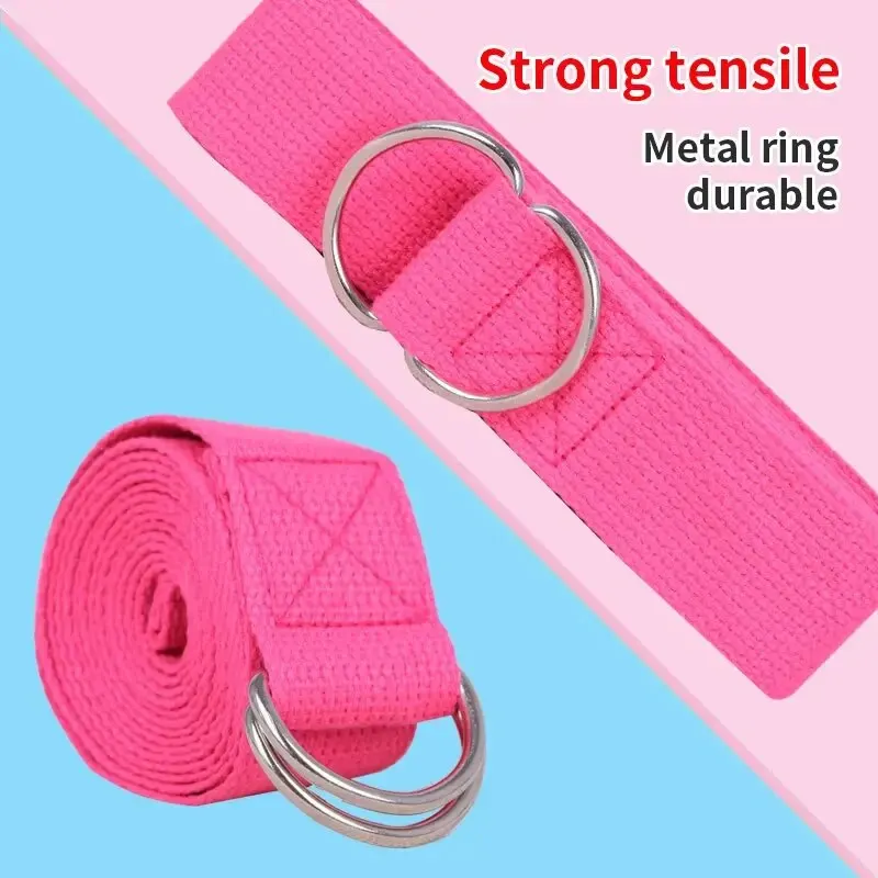 1Pc Yoga Strap For Yoga Pilates Ballet Dance With Adjustable D-Ring Buckle Cotton Yoga Belt For Fitness Daily Stretching