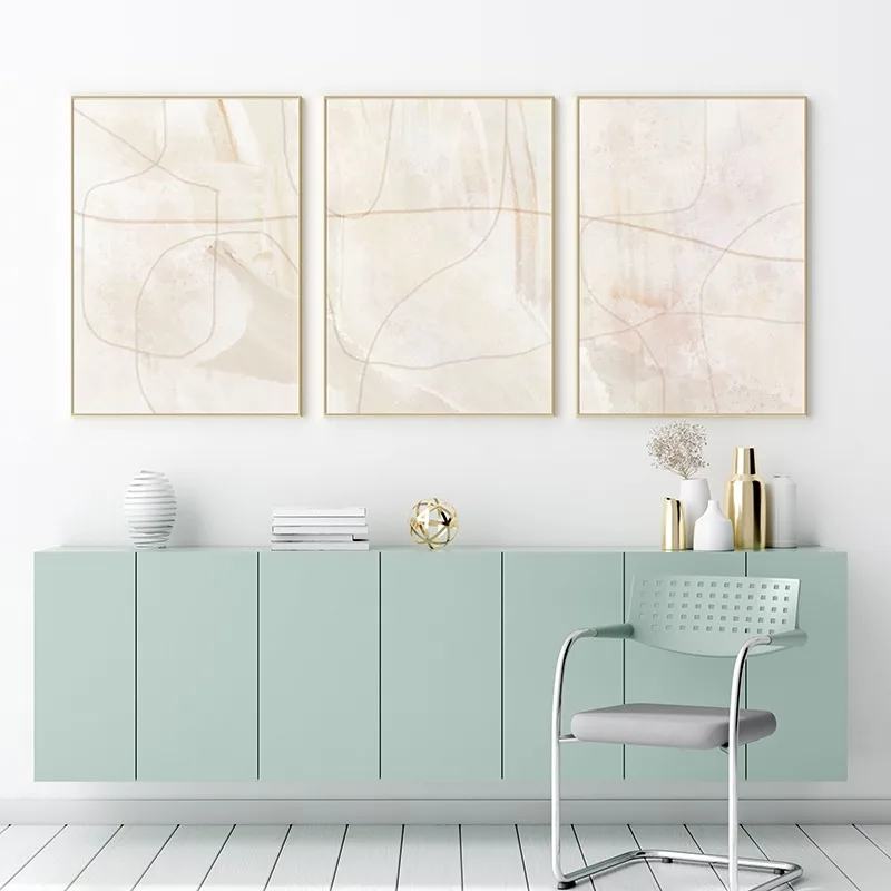 2026 Beige Brush Strokes Neutral Nordic Abstract Poster Canvas Painting Modern Minimalist Boho Wall Print Pictures Living Room 