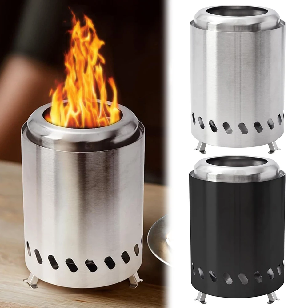 Smokeless Tabletop Fire Pit Camping Smokeless Stove Stainless Steel Indoor Outdoor Table Top Firepit Mini Stove for Camping