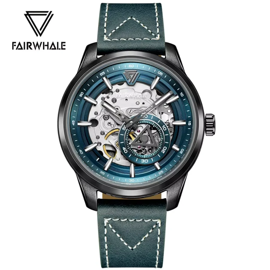 

Mark Fairwhale Men Automatic Watch 42mm Mechanical Wristwatch 50M Waterproof Luminous Skeleton Dial Small Second Dial
