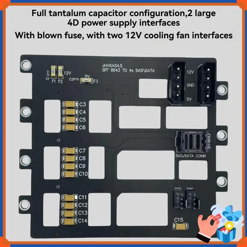 

Compact Hard Disk Backplane SFF8643 To 4-Bay Hard Drive Backplane For Nas Storage Server