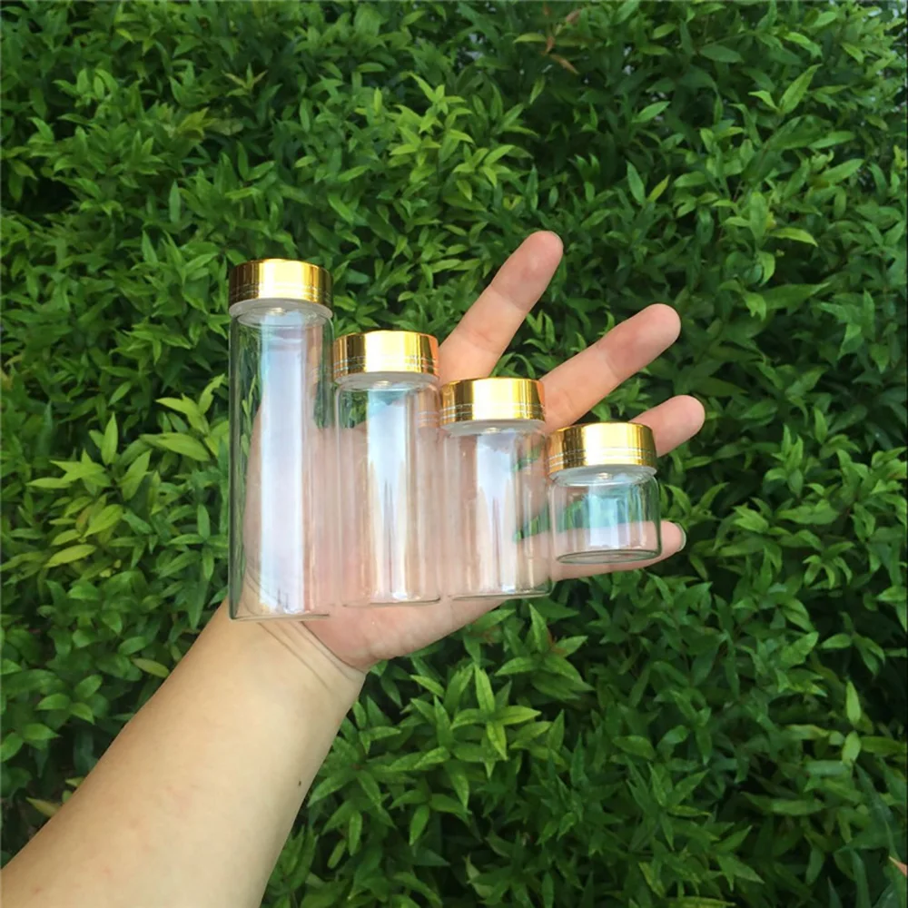 

20ml 50ml 65ml 90ml Transparent Packaging Glass Bottles Screw Cap Food Grade Materials Jars Eco-Friendly Vials 24Pcs