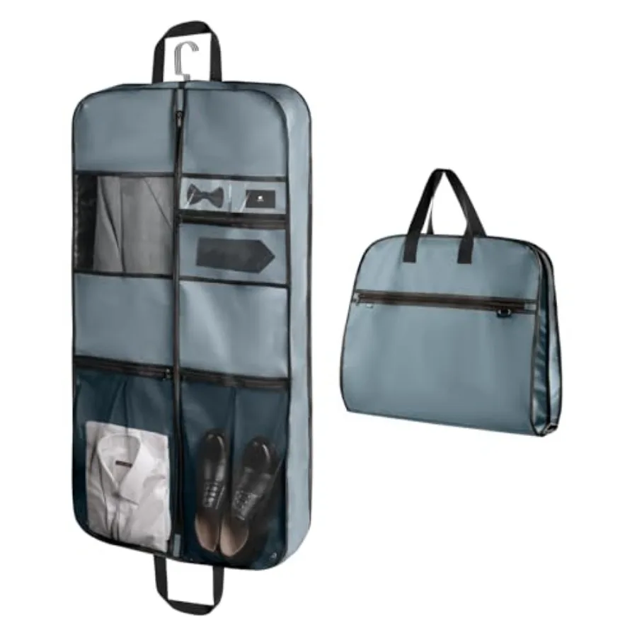 

43-дюймовая премиальная дорожная сумка-чехол для одежды с усиленными швами, сверхпрочная подвесная сумка для костюмов, складная сумка для платьев для хранения в шкафу, защитный чехол для костюмов