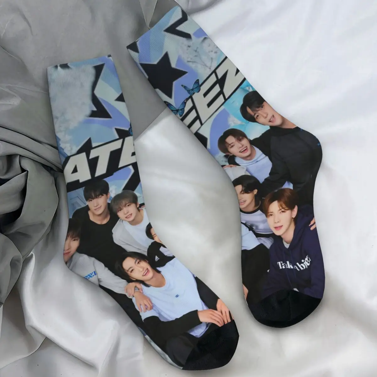 여성 남성 양말 Ateez 한국 밴드 In Your Fantasy 앨범 스타킹 가을 중간 두께 부드러운 양말 그래픽 스케이트보드 논슬립 양말