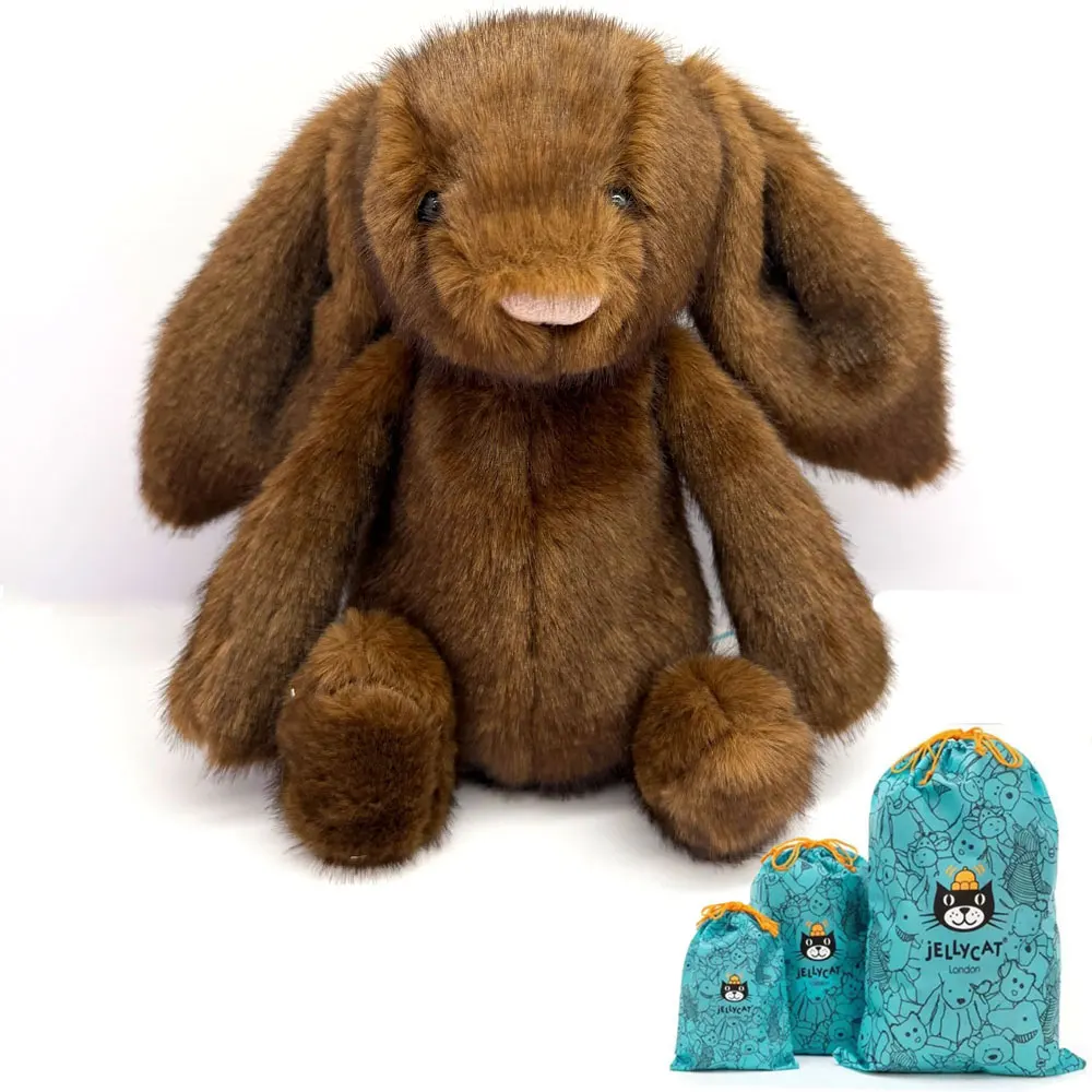 Nieuwste Jellycat Bonnie Rabbit Pluche Konijn met Luipaardprint, met Label, Zachte Bloemenoren, Cartoon Konijn Pop, Verjaardagscadeau, Huisdecoratie