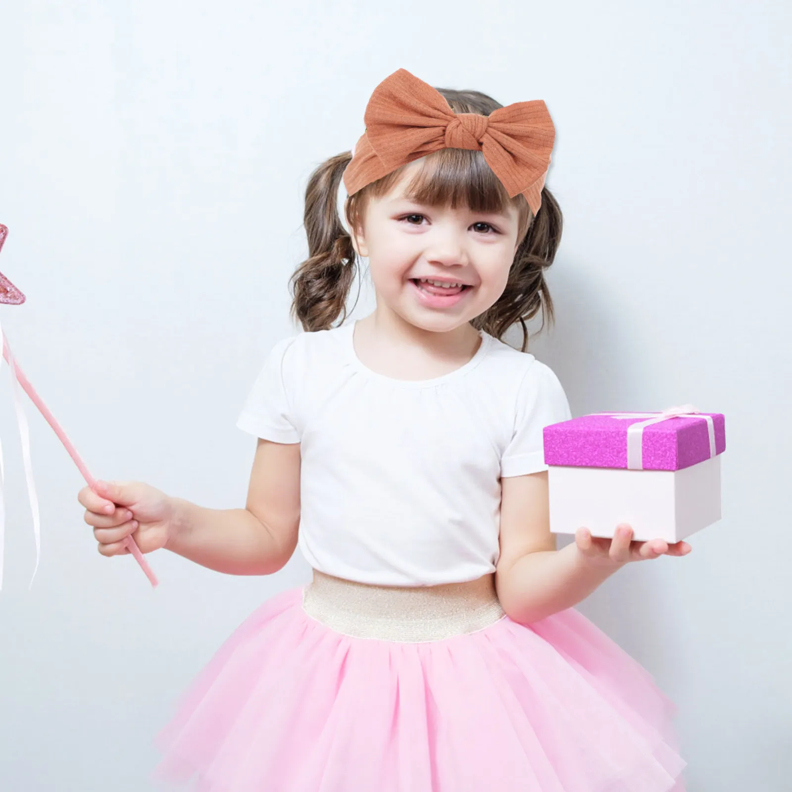 8Pcs Baby Knot Headband Bow Knot Head Wrap Infant Hair Band Newborn Wide Hairband Baby Turban Bands Birthday Holiday