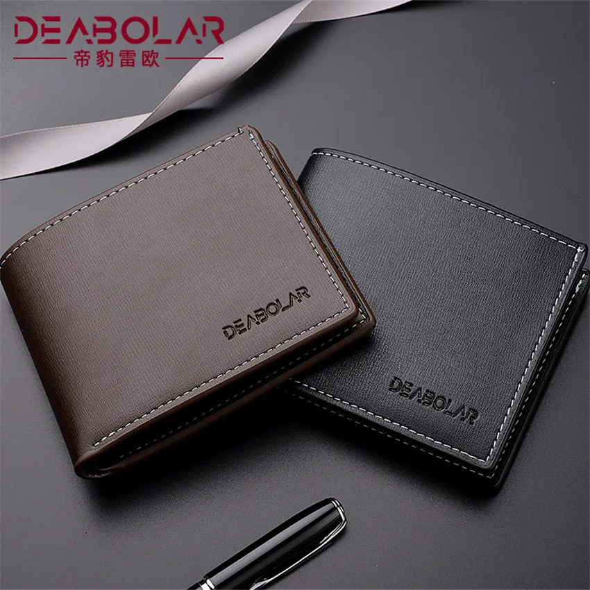 Pu Leather Men Short Wallet Thin Style Folding Young Men Credit Card Holder Wallets Hot Sale