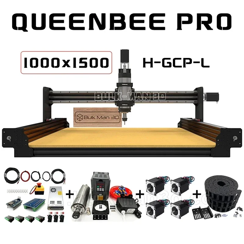 20%OFF BulkMan 3D Black 1000x1500 QueenBee PRO CNC Full Kit with High Torque-GRBL Control CNC Wood Router Wood Working Machine