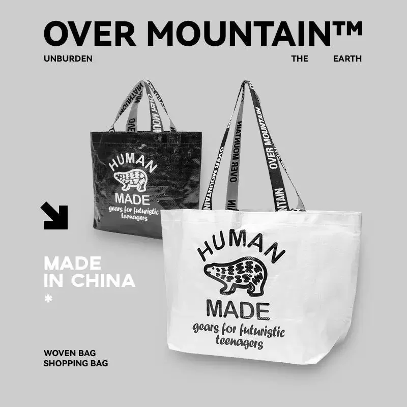 Human Made Large Foldable Canvas Tote Bag Lightweight Eco Shopping Hand Shoulder