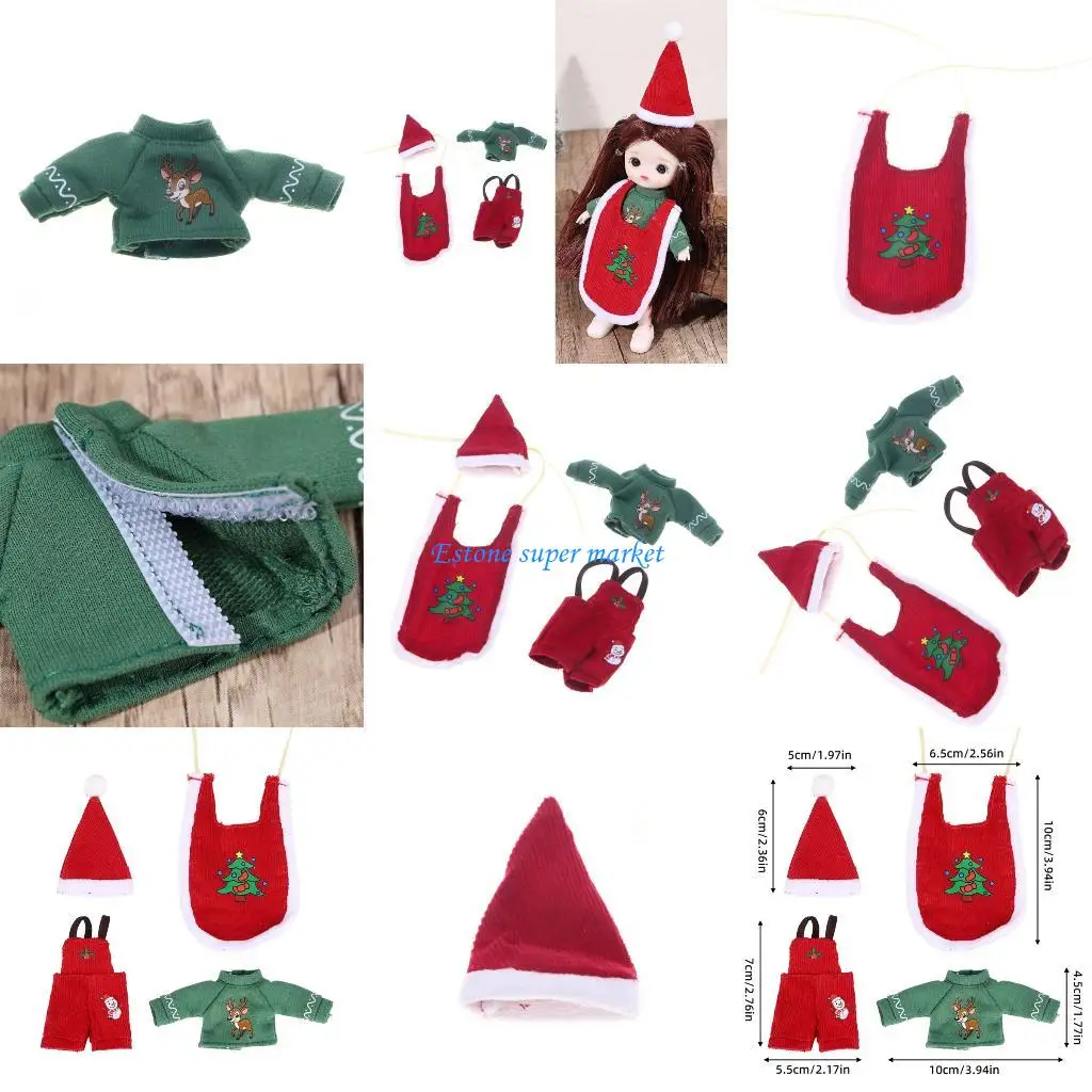 

090B Elegant Doll Garments For Dollhouses Character Including Santa Hat And Green Top Collectible Doll Accessories