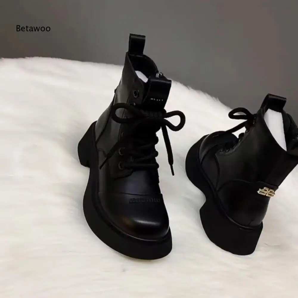 Square-Toe Side-Zipper Urban-Ready Casual Winter Combat Ankle Footwear