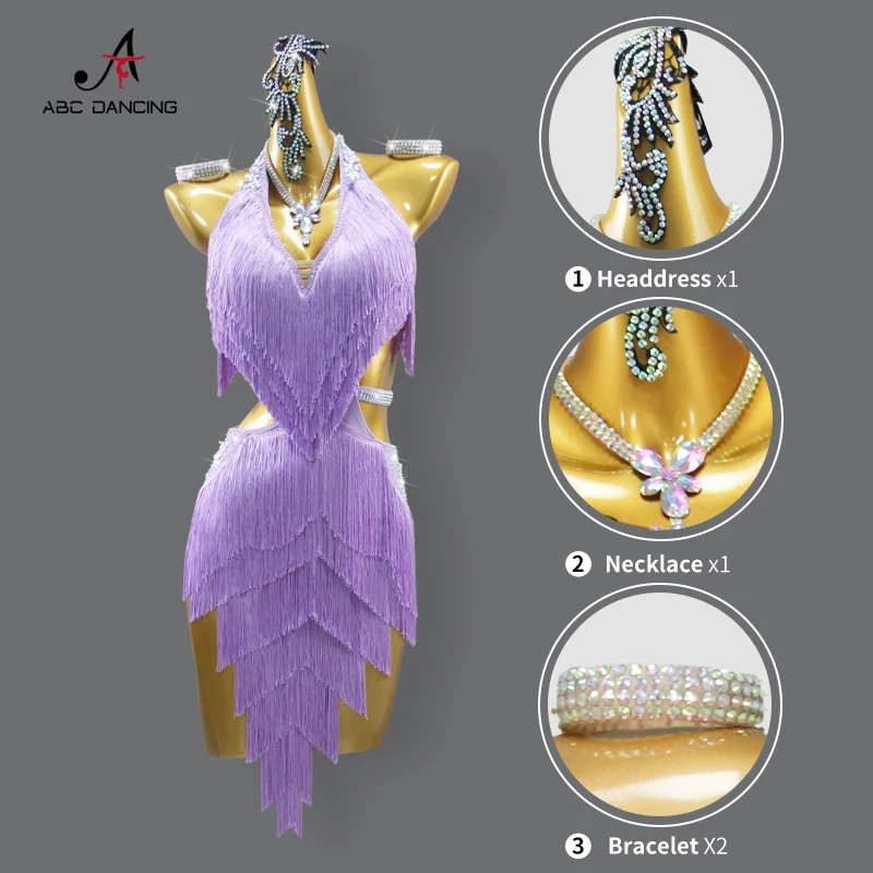 ラテンダンスドレスダンスウェアスカートレディーススーツ競技衣装新 2025 エレガントなラインストーン子供服パーティーガールズミディウエディング