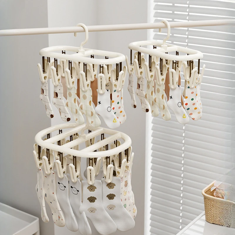 رف تجفيف جورب منزلي مع مشابك م - مراجعة Baby Clothing Hanging Rack وسعره