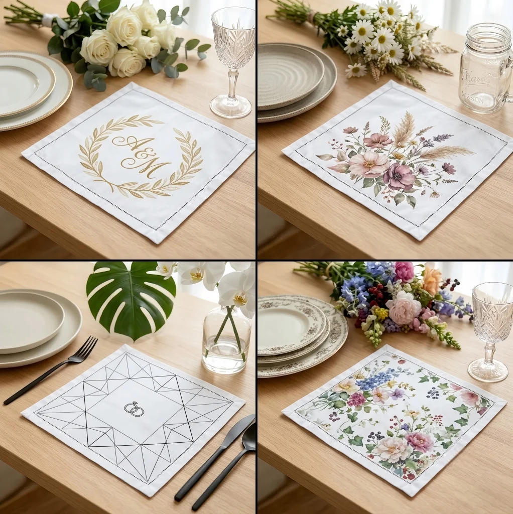 Natural Pure Linen Custom Napkins Personalized Monogram Cloth Napkins Luxury Wedding Banquet Decor Premium Family Tableware