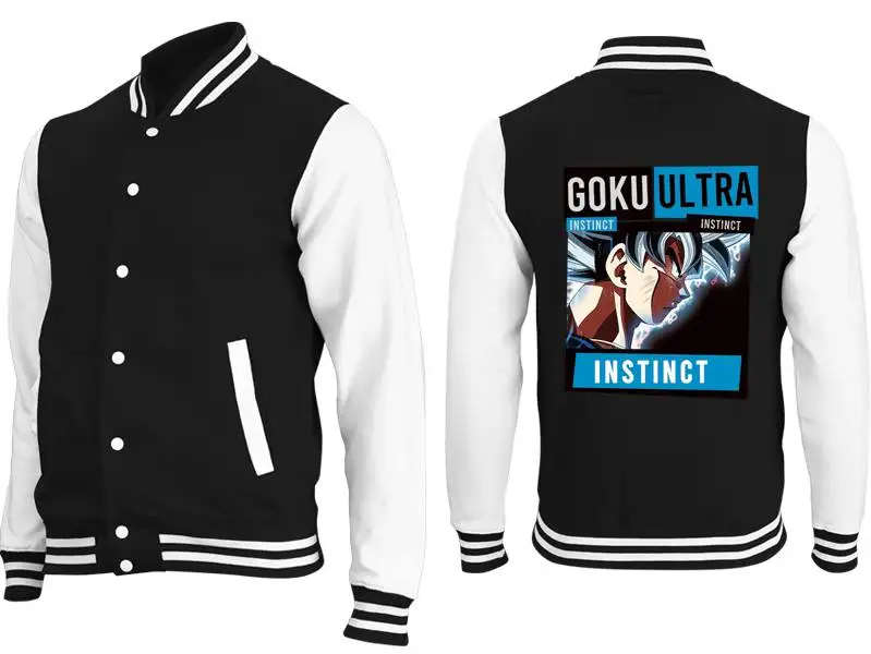 لعبة دراغون بول 2025 جديد Wukong البرق هالة كوميك طباعة قطعة واحدة البيسبول سترة الرجال موضة عادية خريف/شتاء #4
