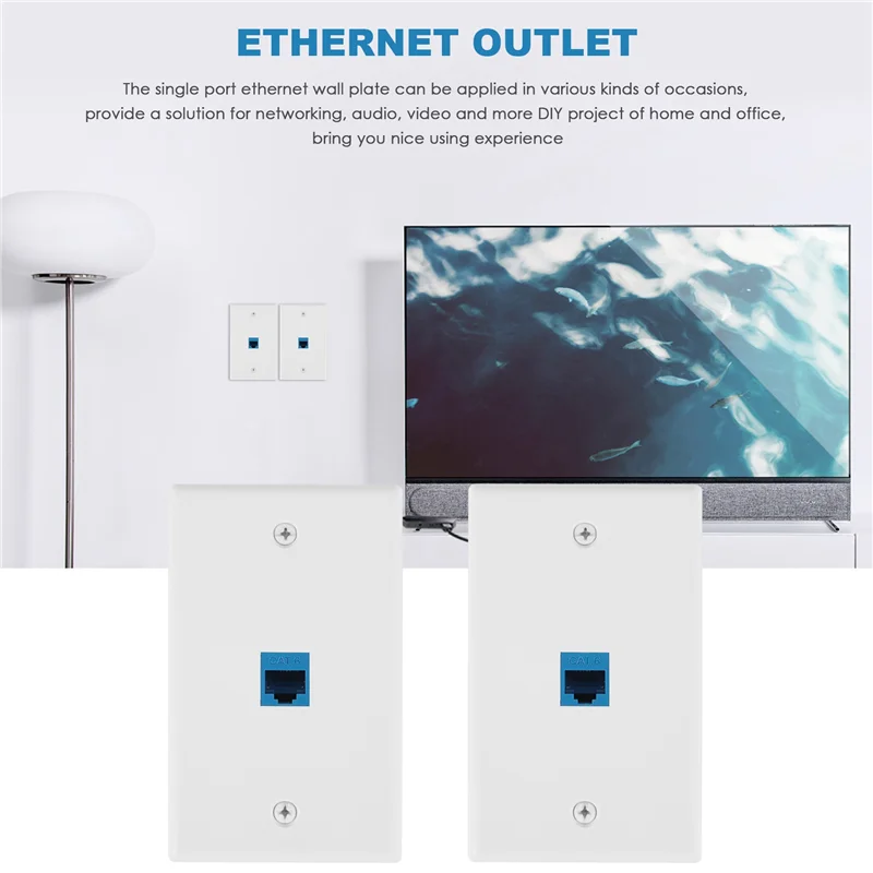 10 Pieces Ethernet Wall Outlet Plate Cat6 RJ45 Wall Plate Jack Female to Female Ethernet Inline Coupler Plates Ethernet