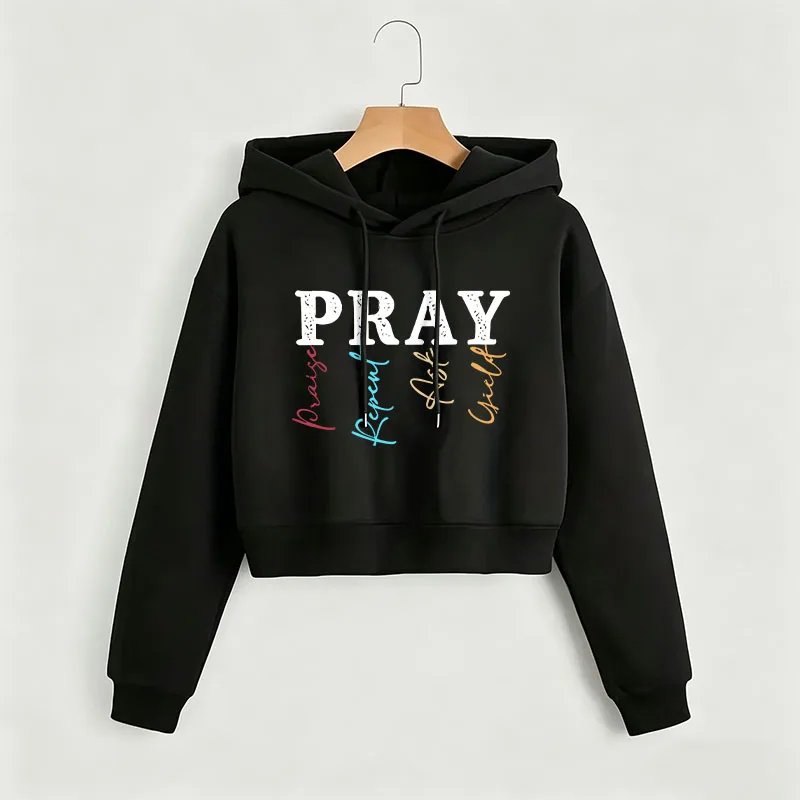 

Fashion Inspirational Letter Print Autumn Winter Cropped Sweatshirt Crop Top Hoodie Y2k Sweatshirts Gothic Casual Style Clothes