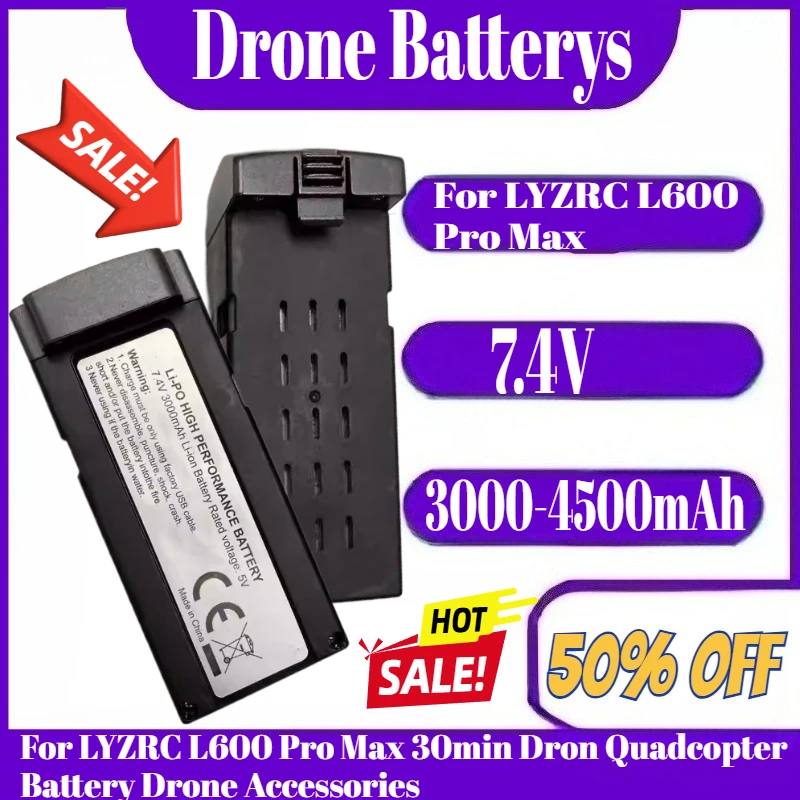 

For LYZRC L600 Pro Max Battery 7.4V 4500mAh 30min Battery Life L600 ProMax Dron Quadcopter Battery Drone Accessories