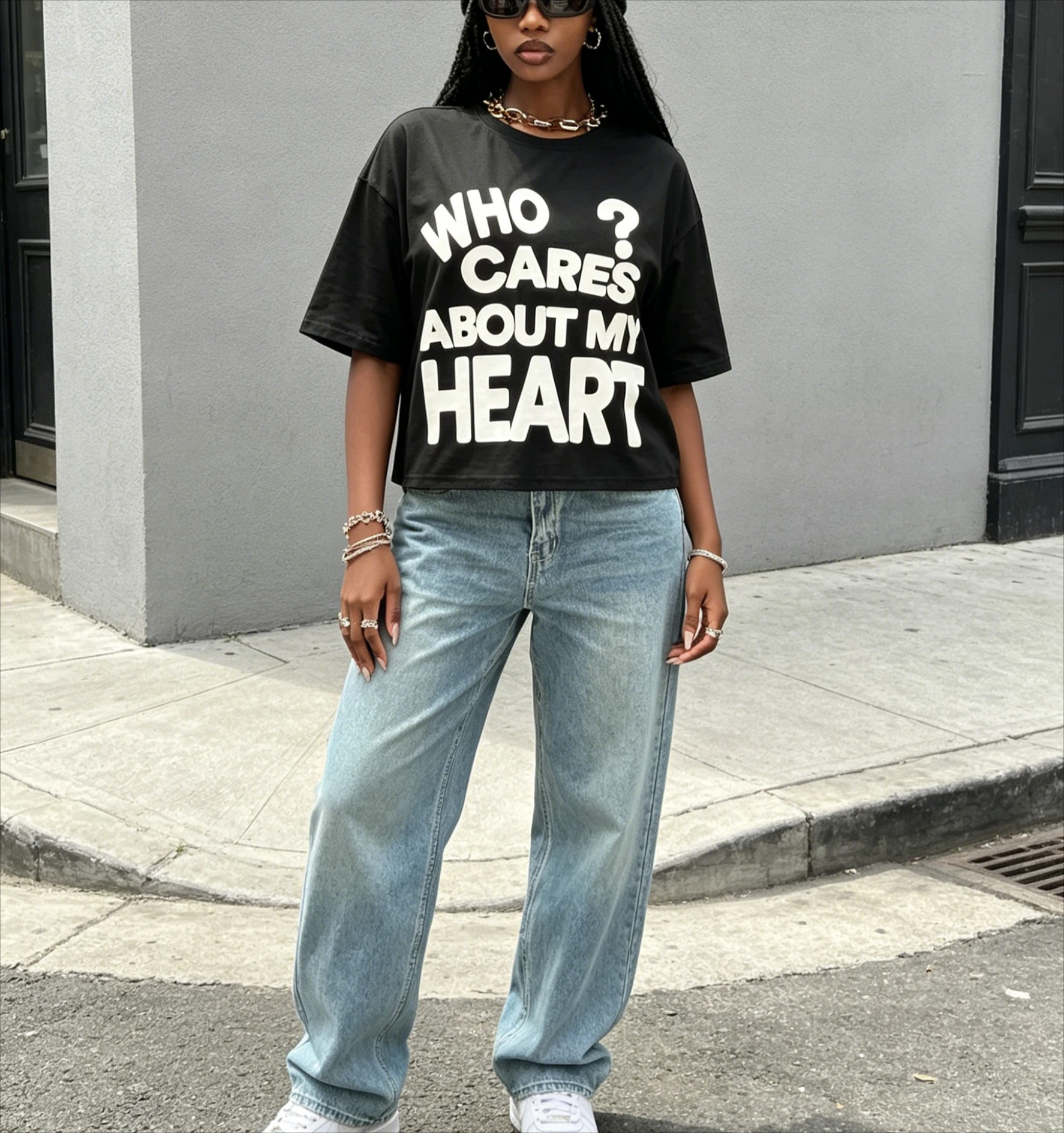 Family Matching Summer Women Streetwear Cool Girl T-Shirt Y2K Fashion Letter Print Casual Graphics Over Size Crop Black T Shirt