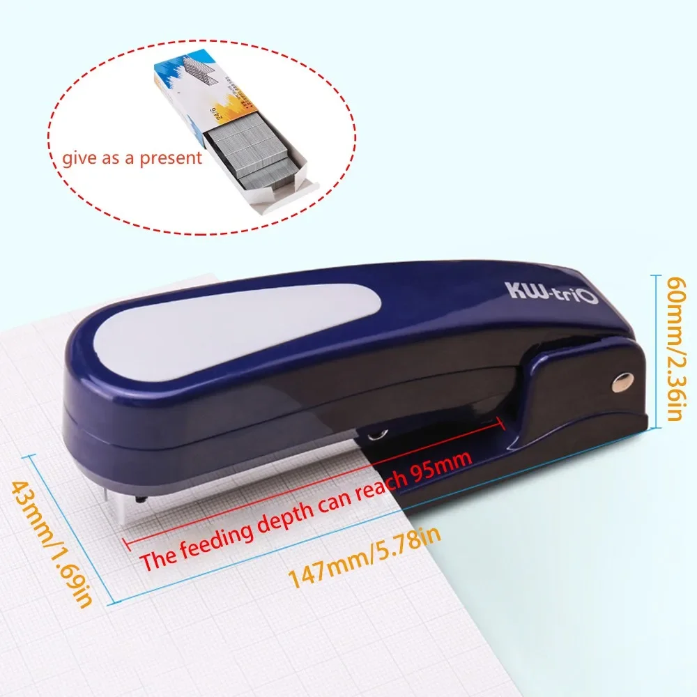 360 rotatable Heavy Duty Stapler Use 24/6 Staples Effortless Long Stapler School Paper Staplers Office Bookbinding Supplies