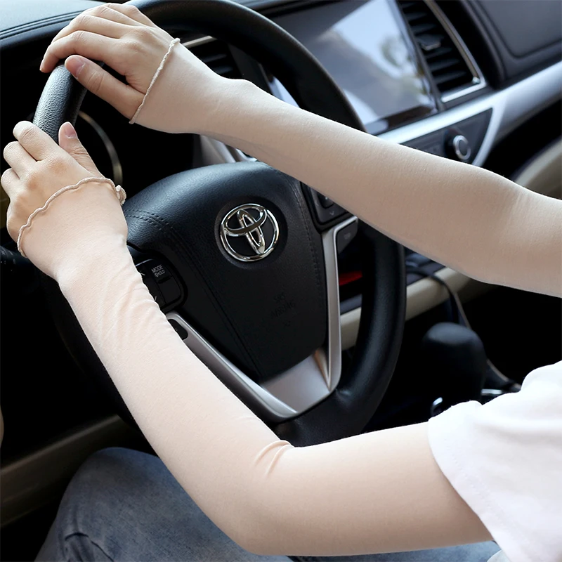 أكمام طويلة من الحرير الجليدي للصيف لتظليل الذراع ، أكمام مضادة لحروق الشمس ، أكمام قيادة اليد ، قفازات بدون أصابع ، موضة رياضية للأماكن الخارجية