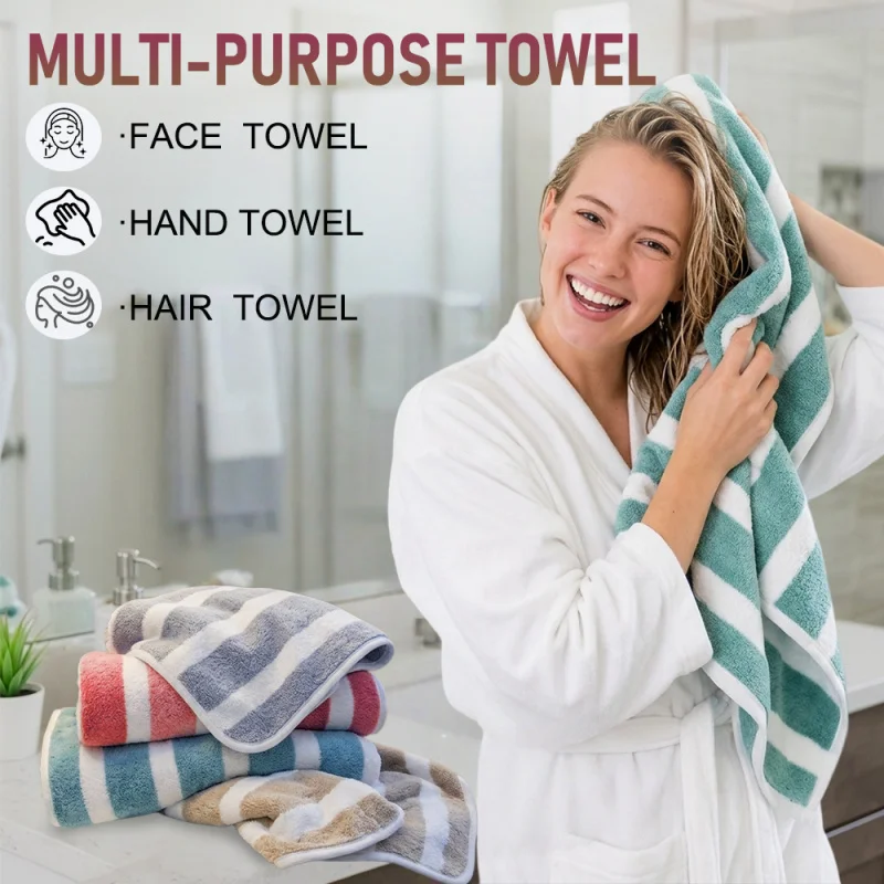 6/3 Pieces in Random Colors, Multi-Purpose Hand Towels with Colorful Striped Patterns, Fluffy and Soft, Highly Absorbent, Suitable for Bathroom, Travel, Hotel, Spa, Swimming, Fitness, Halloween, Christmas Gifts