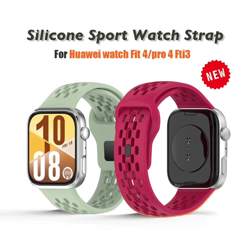 Atmungsaktives Silikon-Sportarmband für Huawei Watch Fit 4, 3, Ersatzarmband für Huawei Watch Fit 4 Pro, Zubehör