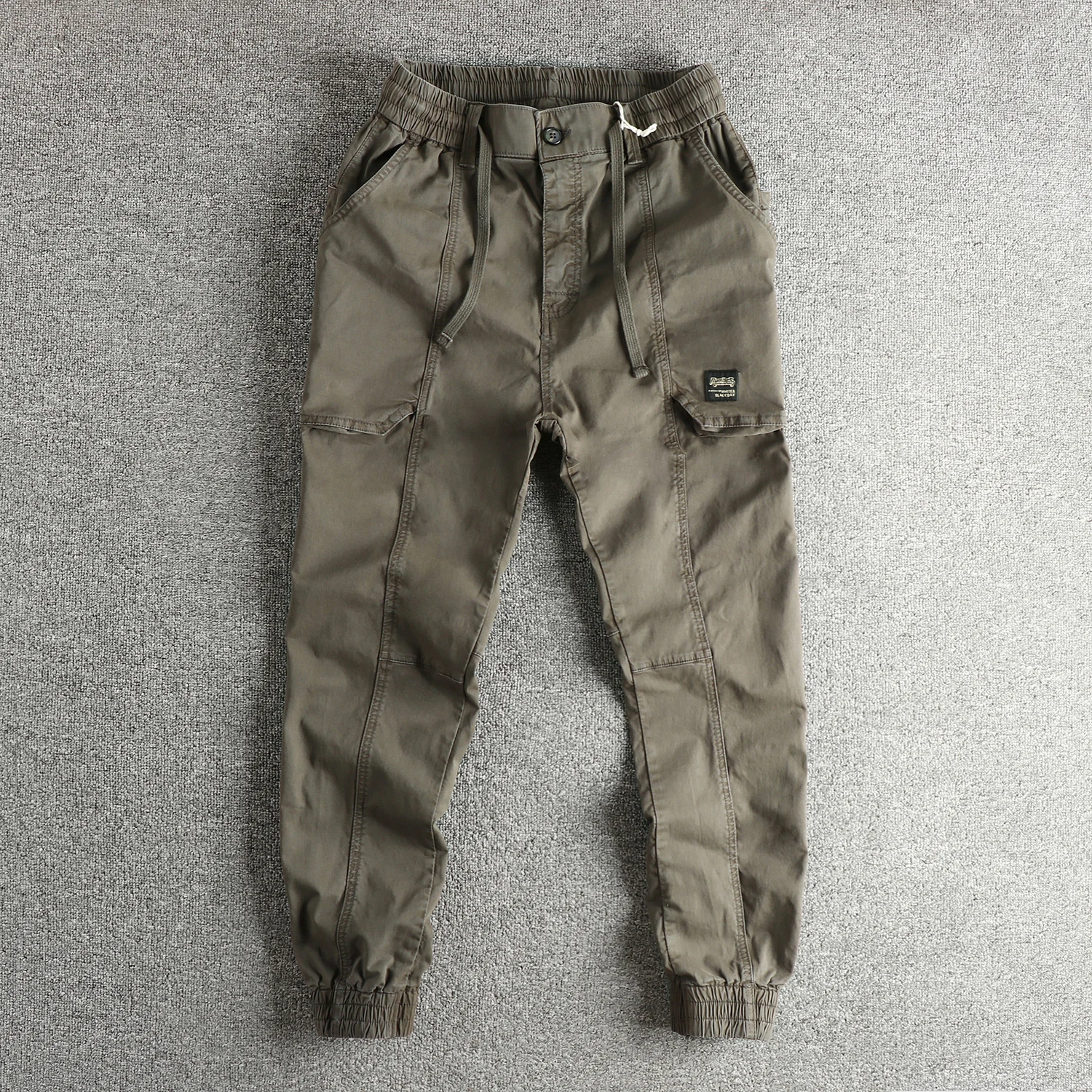 Retro American Washed Workwear Loose Fit Trousers for Men Spring Autumn 3D Tailoring Cuffed Long Pants Casual Style
