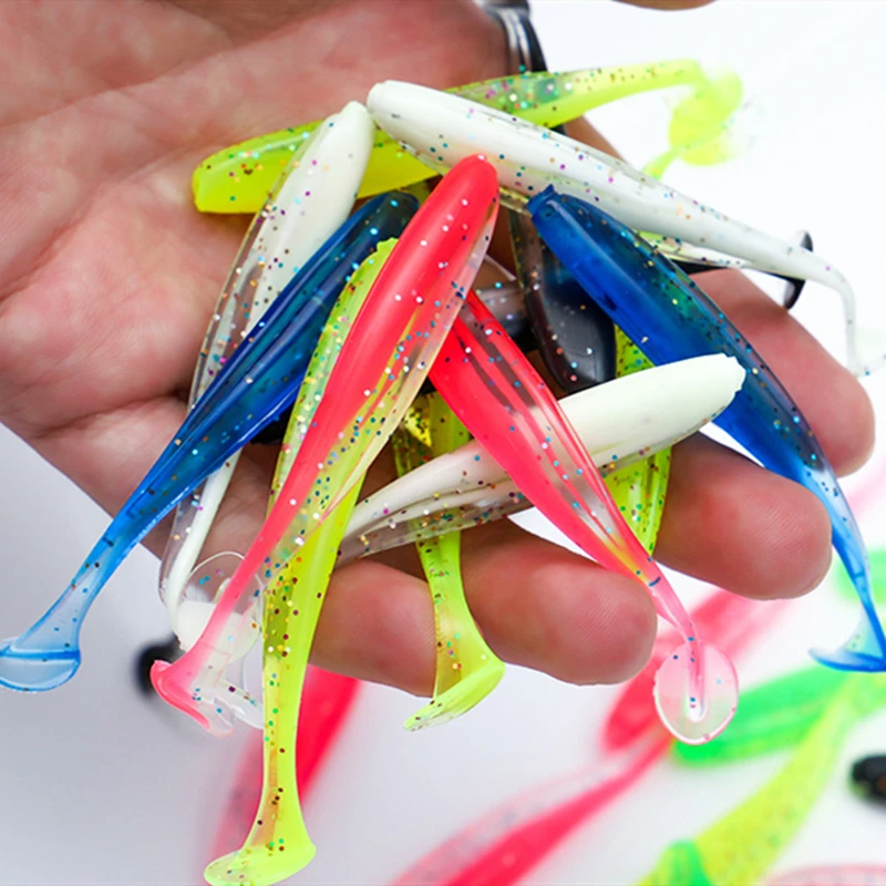 10Pcs/lot Easy Shiner Soft Fishing Lure 5.5cm -7.5cm 1g -2.4g Artificial Soft Bait Silicone Double Colors Carp Artificial Bait