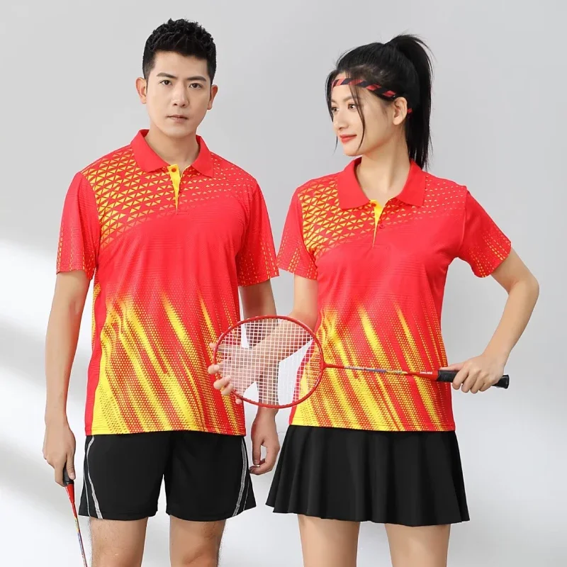 

2024 New Polo Badminton Shirt Men Women Short Sleeve Golf Ping Pong Polyester Shirt Family Summer Badminton Volleyball Jersey