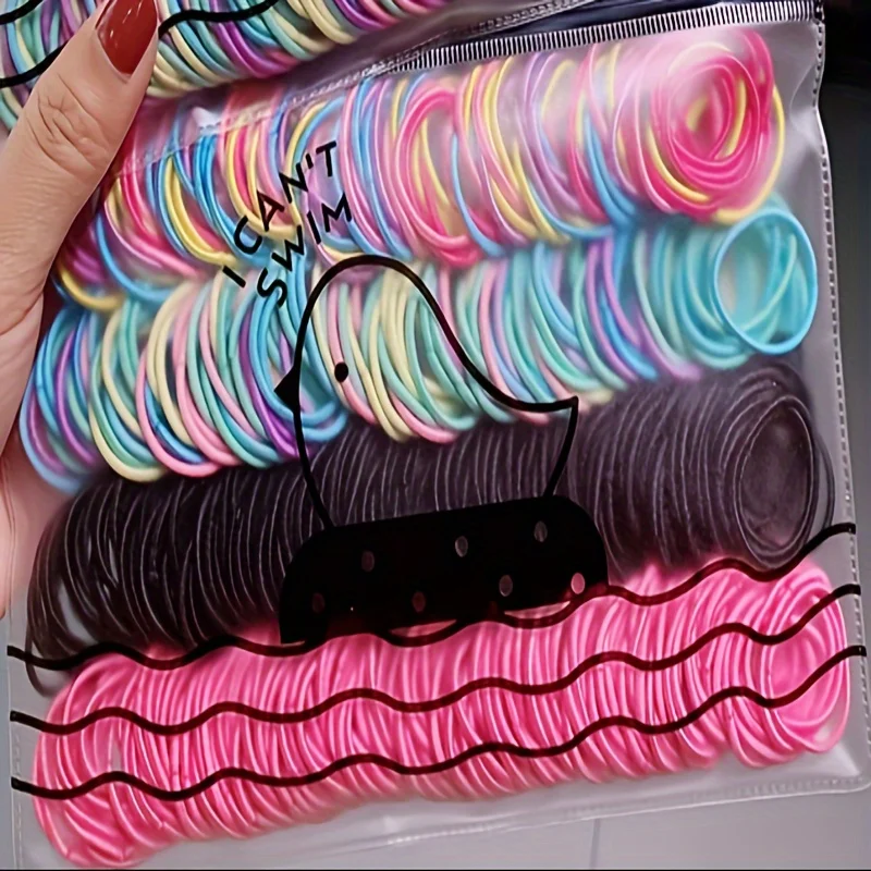 400pcs/set Elastic Hair Loops Ponytail Holders Colorful Hair Ties Stylish Hair Accessories For Daily Uses