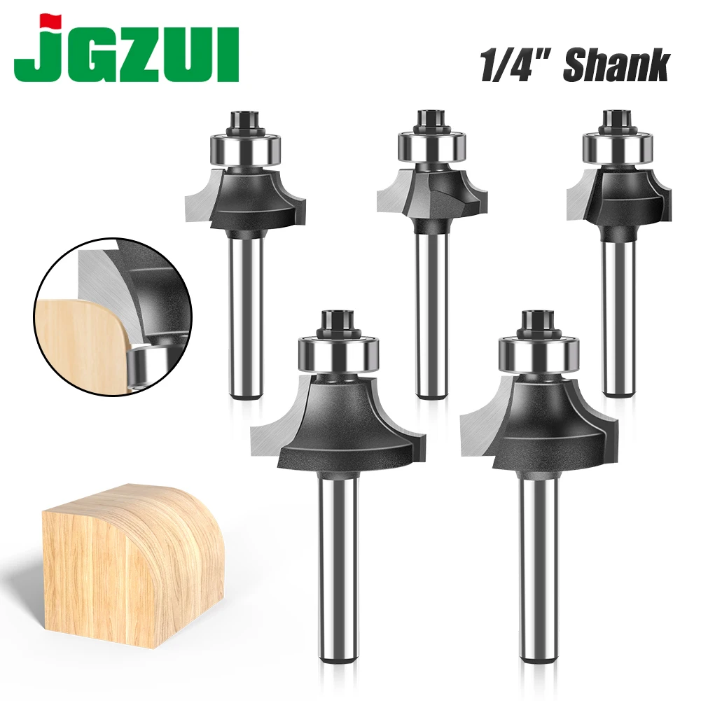 1/4&6mm shank Corner Round Over Router Bit with BearingMilling Cutter for Wood Woodwork Tungsten Carbide