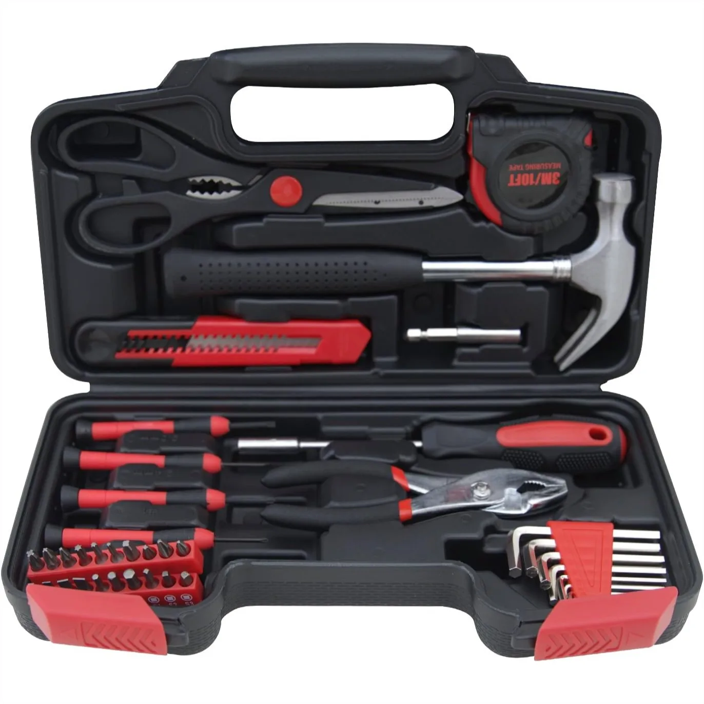 

39-Piece Household Tools Kit with Plastic Toolbox for Home Repair and DIY Projects