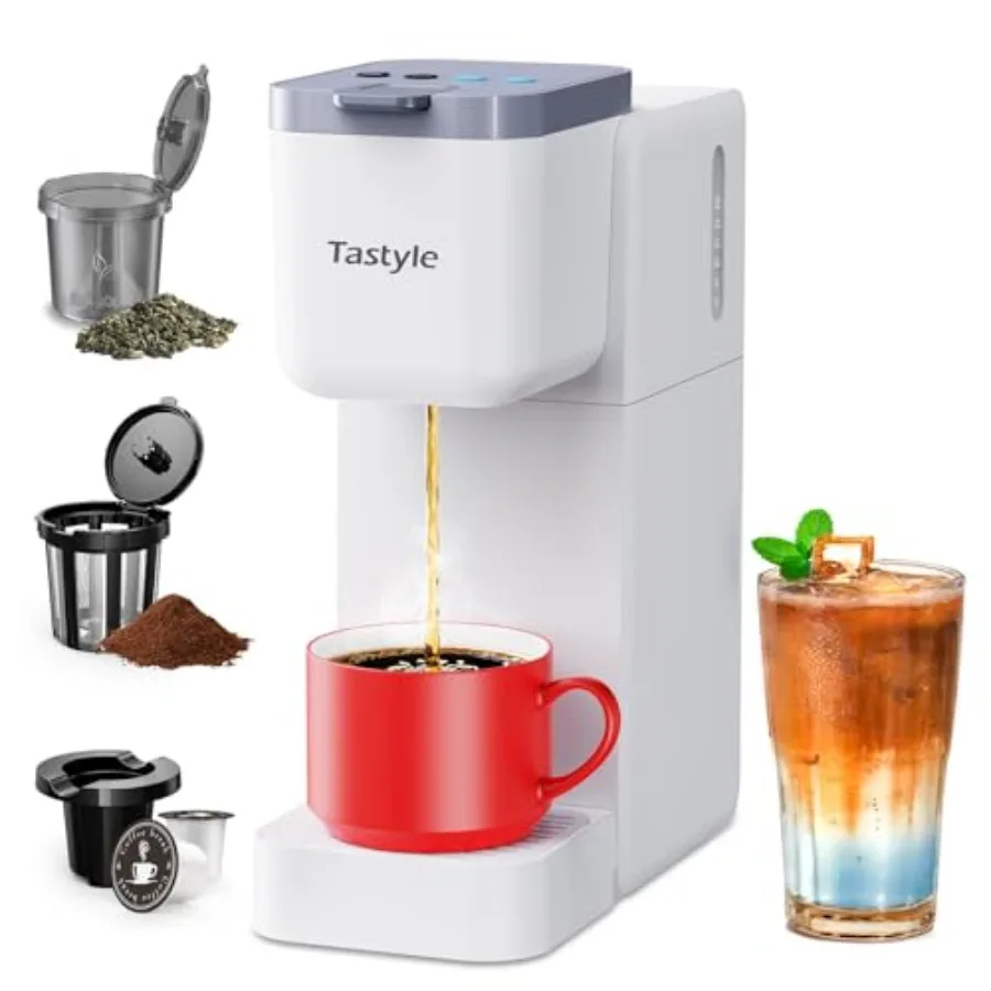 Single Serve Coffee Maker for K Cup Ground and Tea Hot and Iced Coffee Machines with Bold Setting 6 to 16 Oz Brew Sizes Compact