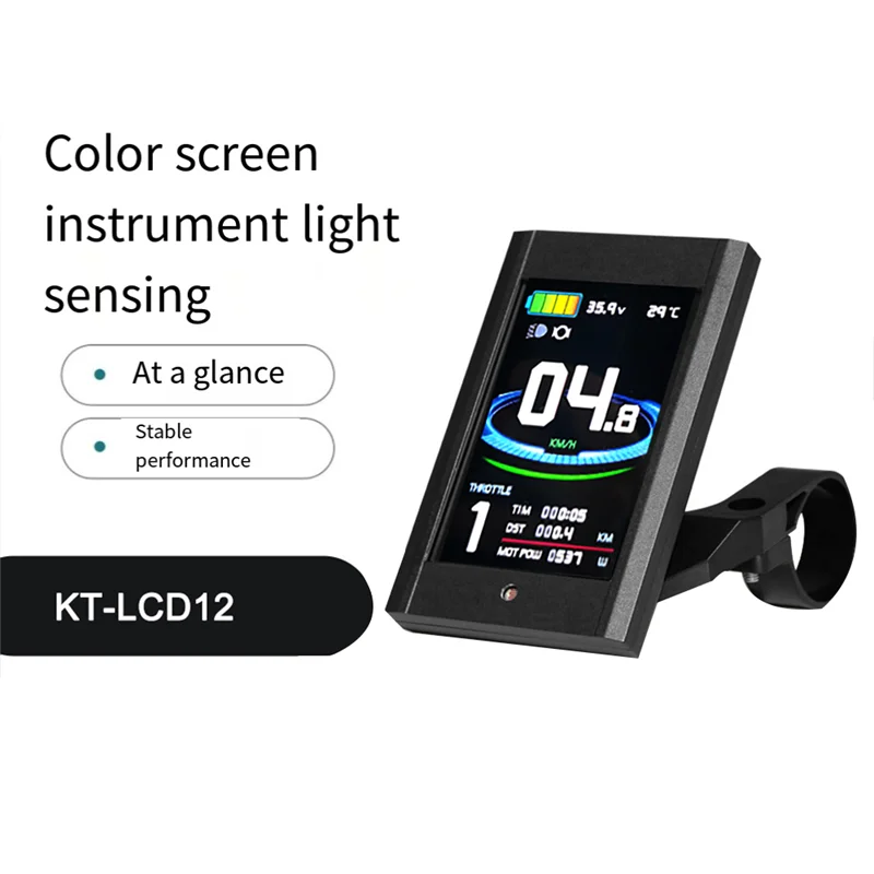 

ABJM-Ebike Display KT-LCD12 LCD Display LCD12 Display 24V 36V 48V SM Connection Plug For KT Controllers