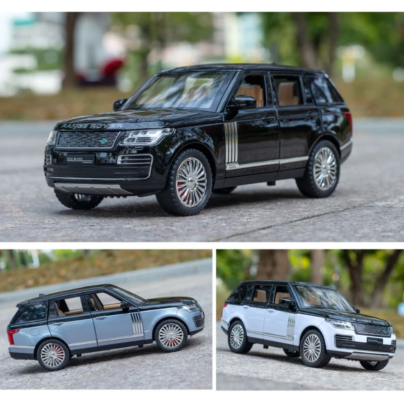 1:24 range rover veículo off-road diecast liga de metal modelo puxar para trás som luz carro crianças presente coleção a445 discast liga