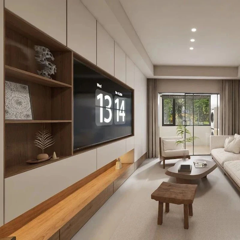 

Modern Wooden Living Room Furniture with Storage TV Cabinet Stand for Hotels Apartments Villas Graphic Design Solution Available
