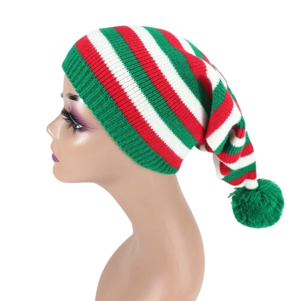 Weihnachtsmann-Weihnachtsmütze, warme Weihnachtsmütze, warme Santa-Beanie-Mütze, Wollmütze, koreanischer Stil, gestreifte Mütze, Frohes Neues Jahr – Detail 11