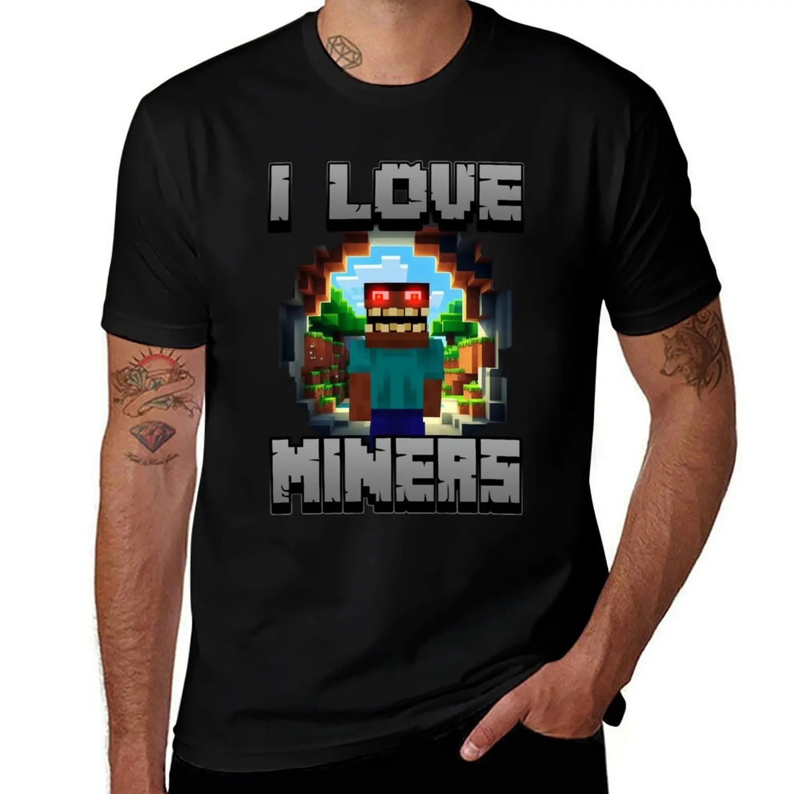 

I LOVE MINERS T-Shirt anime stuff Man t-shirt oversizeds blue lock mens graphic t-shirts