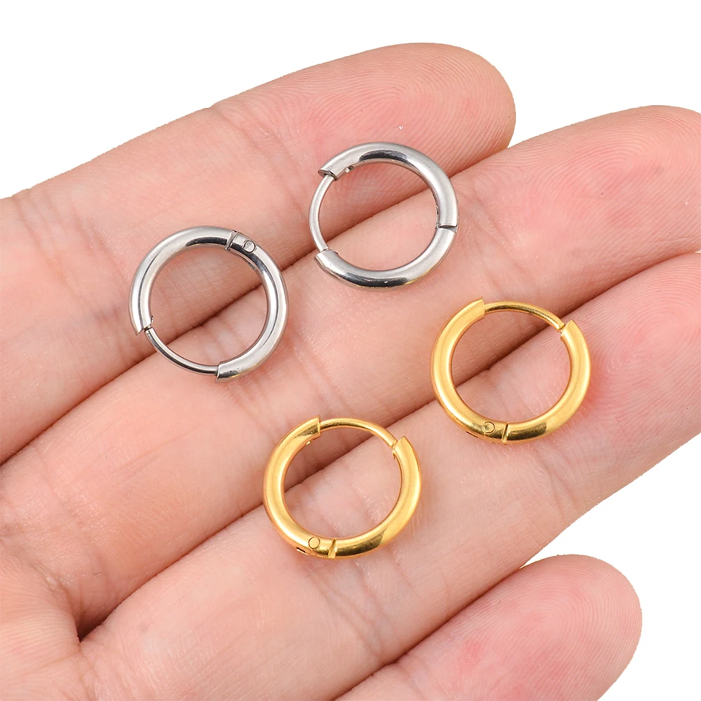 10pcs Trendy Hoop Earrings Round Huggies for Women Men Punk Ear Piercing Accessories Wholesale