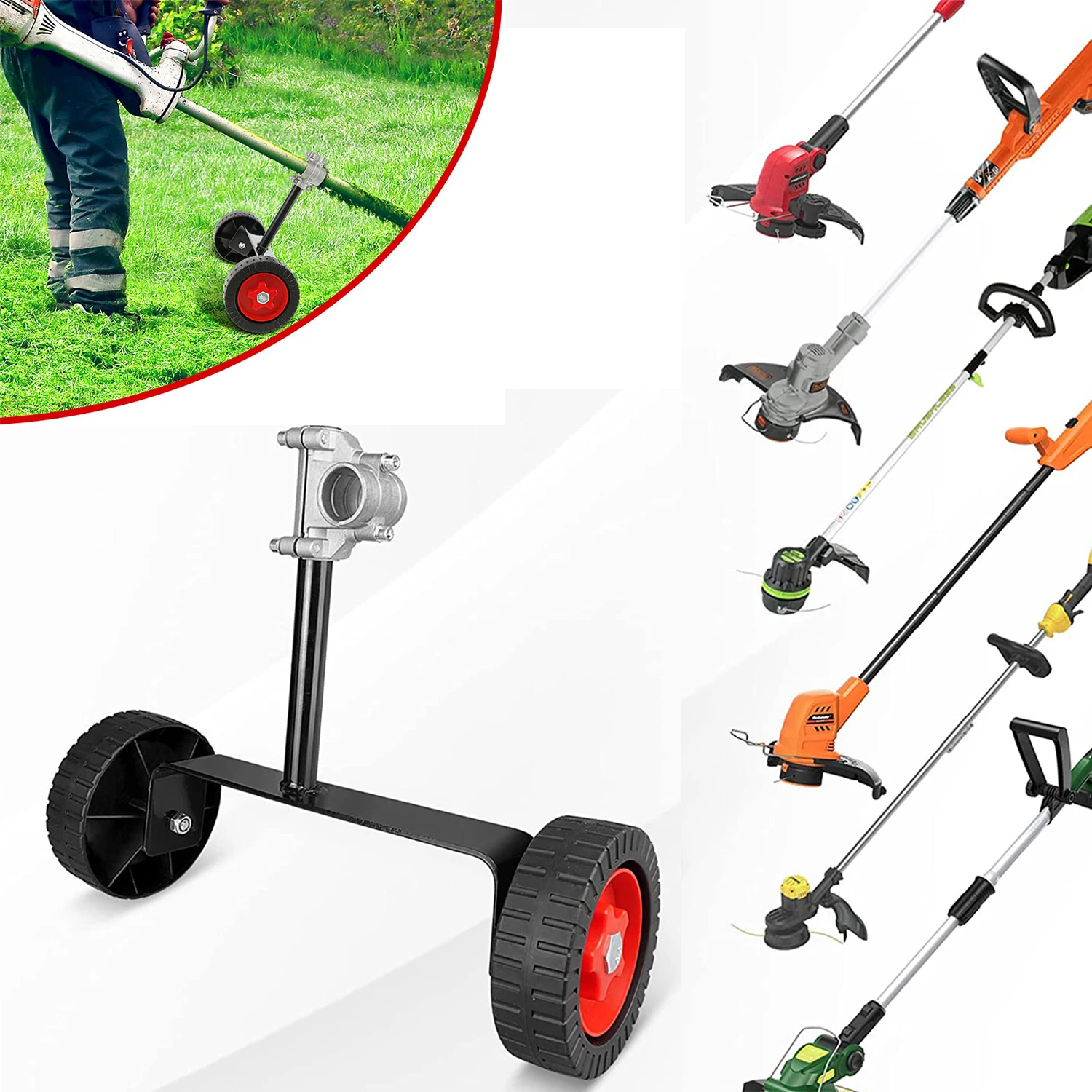 Adjustable Support Wheel Carriage Gardening Labour Saving Tool For Weed Wacker Gas Rope Saw Petrol/electric Irrigator Mowers