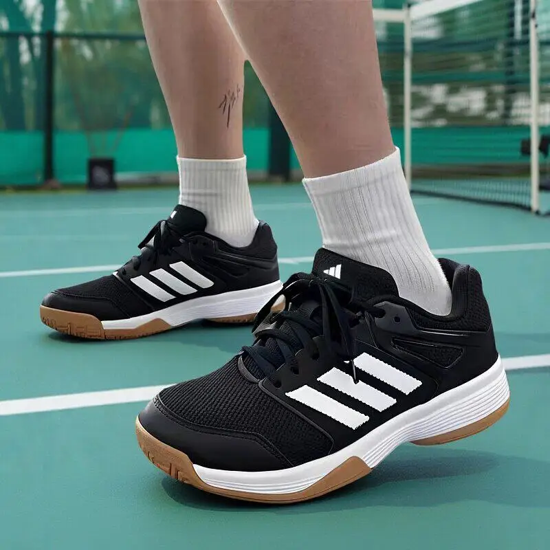 Adidas Men Black White Gum Training Shoes Breathable Mesh EVA Midsole Adiwear Outsole Lace Up Comfort Indoor Athletic Sneakers I