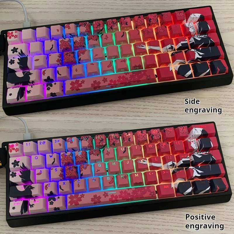 Wooting Keycaps Match Wooting Keyboard Keycaps Pbt Custom Translucent Keycaps Raven Sakura Cherry Five-Sided Thermal Sublimation