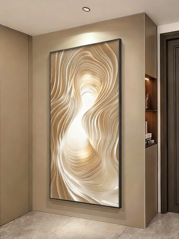 Space Extension Entrance Door Foyer Decoration Painting Light Luxury High-end  Feeling Corridor Hanging Painting LED Mural Light
