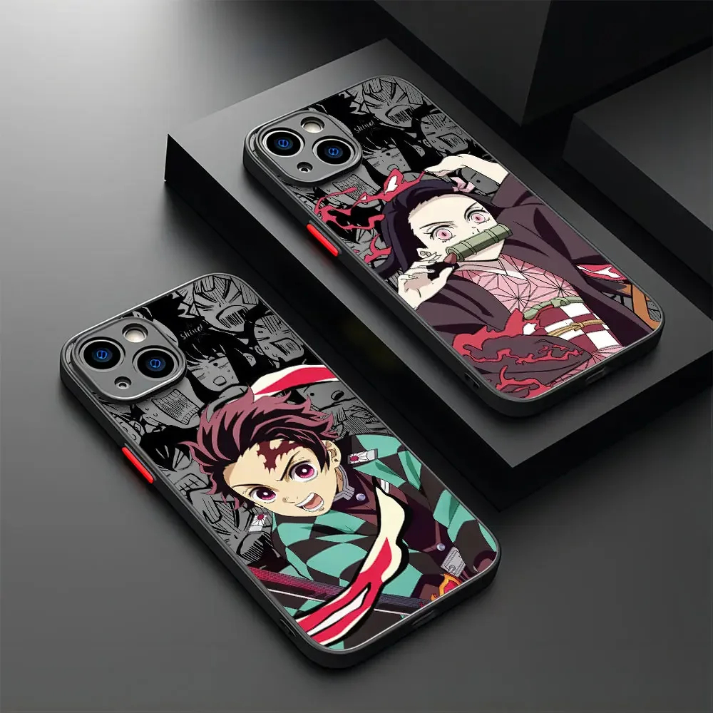 Anime D-Demon S-Slayer For iPhone 16 15 14 13 12 11 Pro Max XS Max 7 8 Plus Phone Case Shockproof Transparent Black Matte Covers