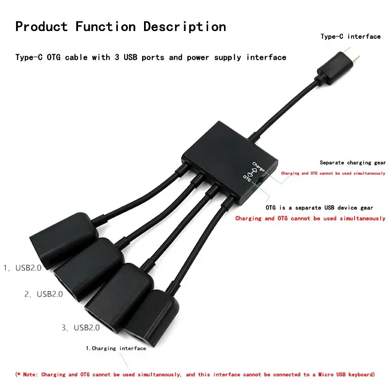 Type-C OTG Data Line Conversion USB Interface Multi Head HUB Hub 1 Point 4 Tablet 2 Generation 4C