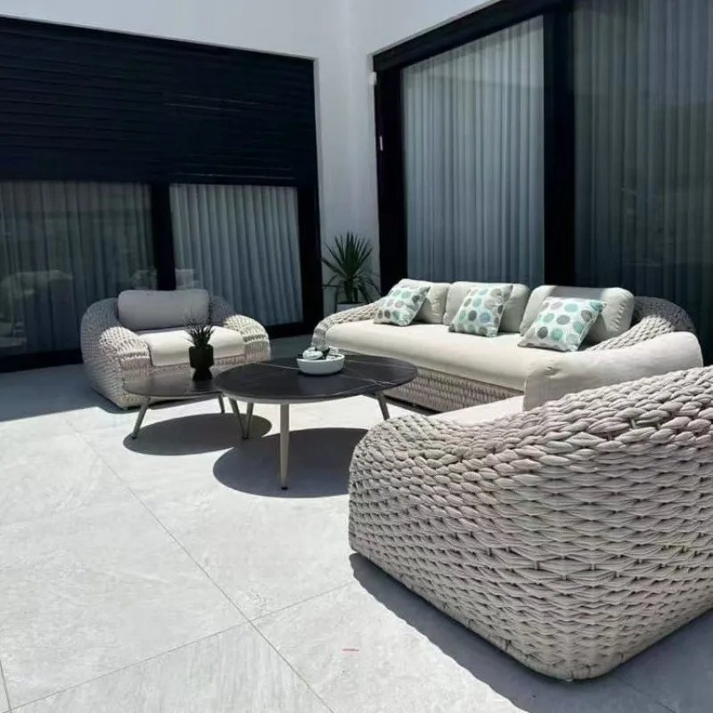 Outdoor rattan sofa combination, open-air villa courtyard, outdoor homestay garden leisure bird's nest rattan
