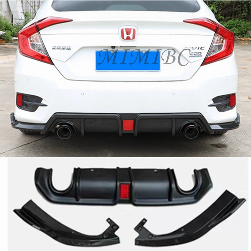 

FOR Honda Civic 2016-2020 LED High Quality ABS Carbon fiber look The 10th generation Civic Lip Rear Trunk Diffuser Spoiler